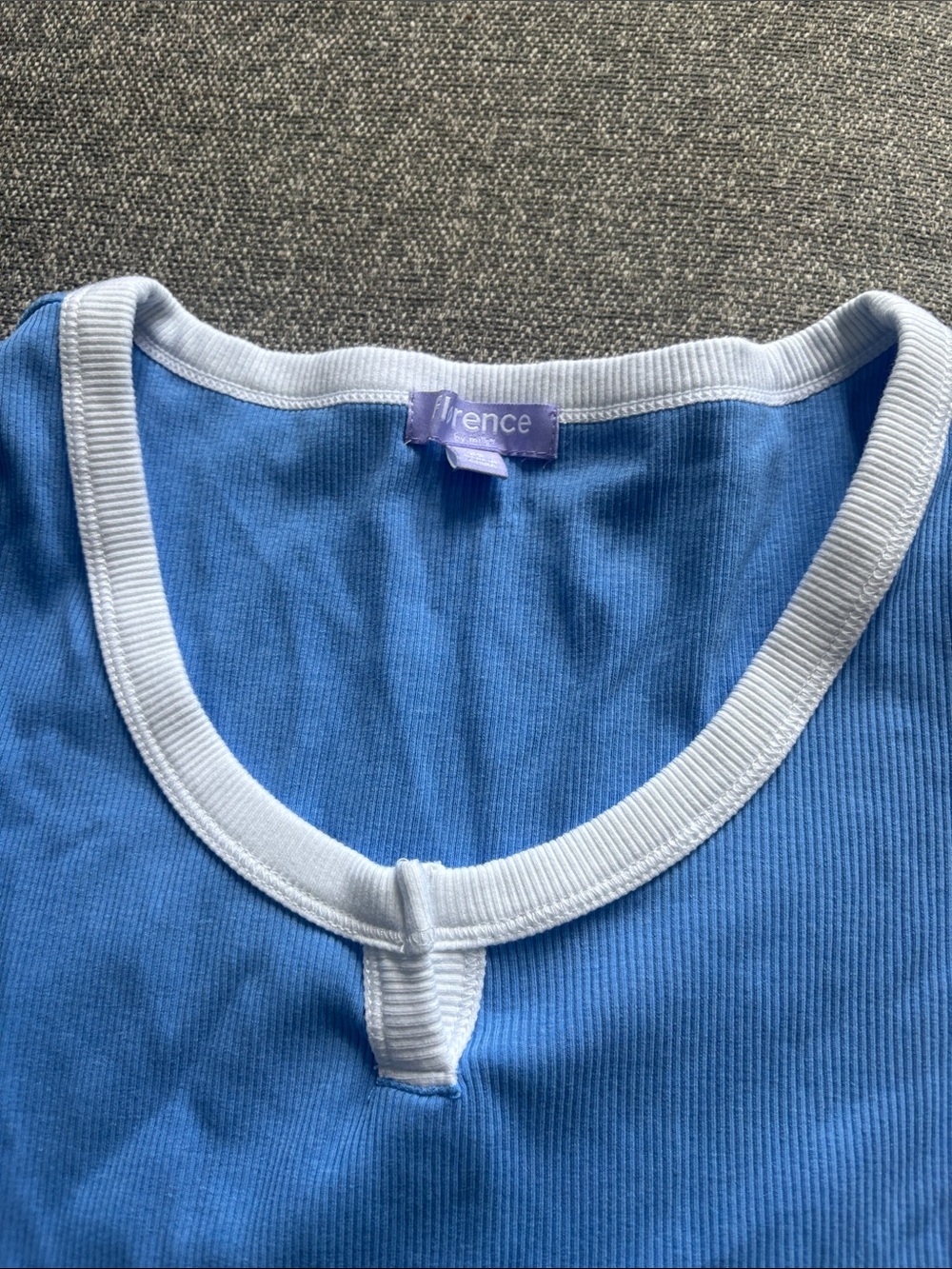 Blue & White Ribbed Florence by Mills Crop Top